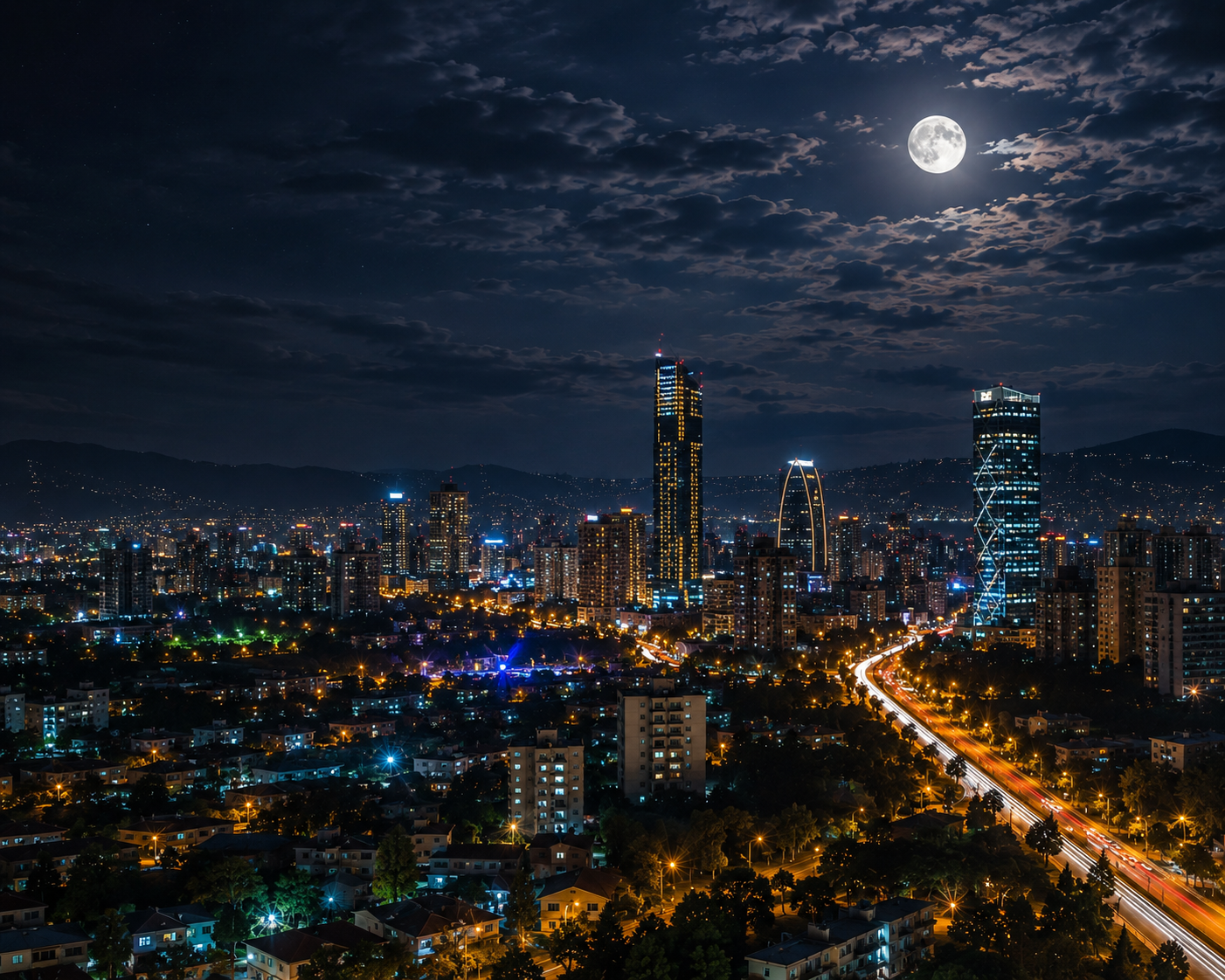 Addis Ababa city skyline at night, Ethiopia